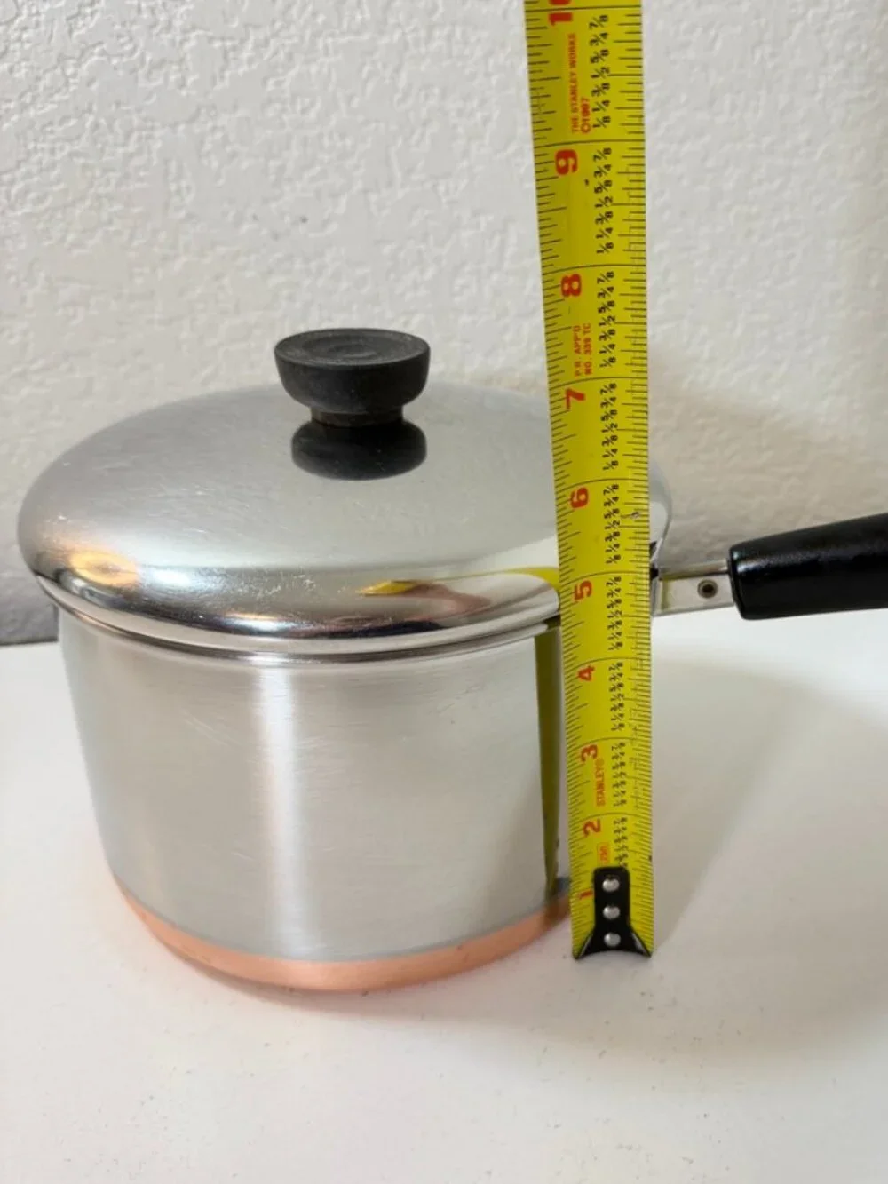 VTG Revere Ware 3 QT-90k Saucepan Copper Bottom Stainless Steel 1801 USA w/ Lid